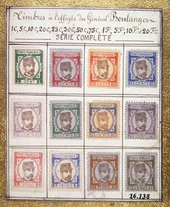 Nicht realisiertes Projekt von Briefmarken mit General Boulanger von French School