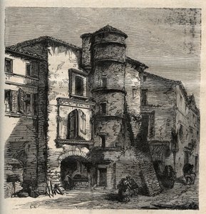Uzès - das alte Schloss - Gard - Frankreich - Gravur in „PATRIE“ - BESCHREIBUNG PECTUREQUIREQUE DE LA FRANCE IN 6 BÄNDEN VON LUCIEN HUARD - Ende des 19. Jahrhunderts