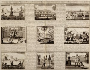 Verschiedene Ansichten von Siam und Ayutthaya, aus Du Royaume de Siam von Simon de la Loubere, veröffentlicht 1688