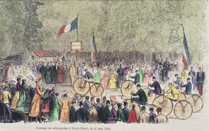 Velocipede-Rennen in Saint-Cloud, 31. Mai 1808 (Farbstich)