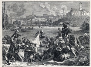 Vendée-Krieg (1793-1796): Die Vendeaner, nach der Schlacht von Cholet besiegt, kehren am 18. Oktober zur Loire zurück