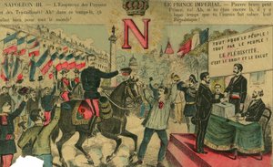 Victor Napoleon (1862-1926) an der Spitze der Bonapartisten, der letzte Erbe Napoleons I. musste nach einem Gesetz der Dritten Republik von 1886 ins Exil gehen. Gravur in „Le Figaro, supplement“, 30/03/1889, Paris. von French School