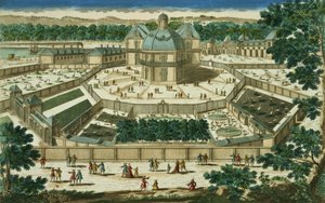 Ansicht und Perspektive des Salon de la Menagerie in Versailles, graviert von Antoine Aveline von French School