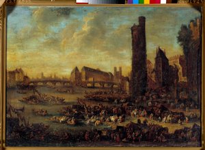 Ansicht von Paris von der Côte de la Cité, aufgenommen vom Tour de Nesles von French School