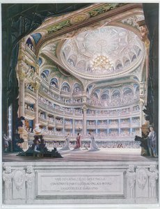 Ansicht des Théâtre de la Comédie-Française im Jahr 1790, nach einem Original von Gaudet und Prudent