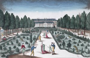 Ansicht des Jardin des Plantes, von den Geländern in der Nähe der Seine