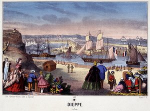 Ansicht des Hafens von Dieppe, Bild von Epinal, 19. Jahrhundert