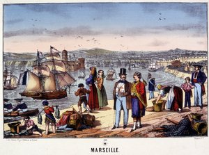 Ansicht des Hafens von Marseille, Bild von Epinal, n.d. 19. Jahrhundert von French School