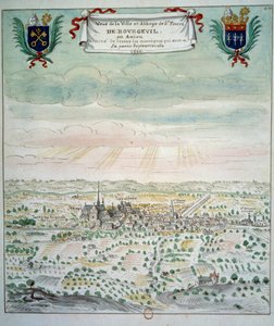 Ansicht der Stadt und der Abtei von Saint Pierre de Bourgueil von French School