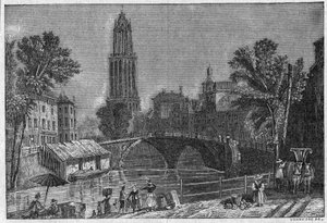 Ansicht der Stadt Utrecht in Holland, Ende des 19. Jahrhunderts. Gravur in „La gazette du dimanche“ vom 5. Dezember 1895.