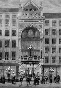 Ansicht der Fassade des Bellecour-Theaters in Lyon, erbaut von Jules Chatron (1831-1884) im Jahr 1879. Gravur in "Le Monde Illustré" Nr. 1176 vom 11. Oktober