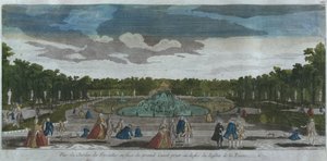 Ansicht des Gartens vor dem Grand Canal vom Latona-Brunnen, Versailles, Frankreich von French School