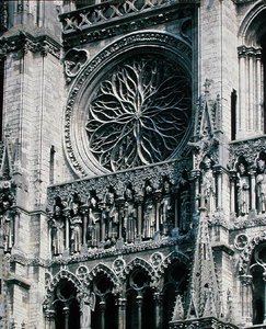 Ansicht des Rosenfensters an der Westfassade, 1225-30 von French School