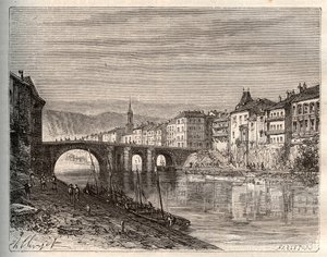 Villeneuve-sur-Lot - Département Lot-et-Garonne - Gravur in „La France illustrée: géographie, histoire, administration statistique“ von V.-A. Malt-Brown. 1884