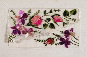 Vintage französische Postkarte mit Blumendekorationen