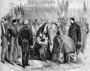 Besuch von Napoleon III. (1808-1873) und der Kaiserin Eugenie (1826-1920) in Chauny (Aisne, 02)