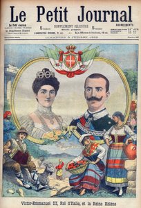 Vittorio Emanuele III. di Savoia und Elena di Savoia - König Viktor Emanuel III. und Königin Elena von Italien. Viktor Emanuel III., König von Italien, und Königin Helene. Illustration für Le Petit Journal, 5. Juli 1903.