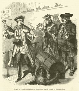 Reise von Paris nach Saint-Cloud zu Land und zu Wasser, die Abfahrt von French School