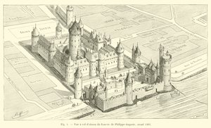Vogelperspektive des Louvre von Philippe-Auguste, vor 1362 von French School