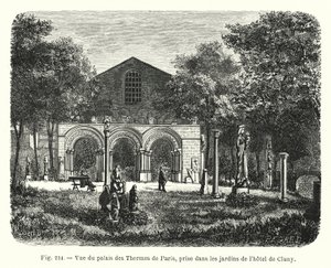 Ansicht des Palais des Thermes von Paris, aufgenommen in den Gärten des Hôtel de Cluny