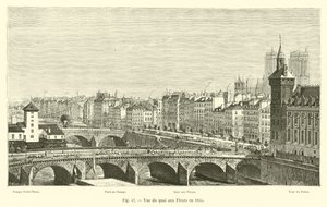 Blick auf den Quai aux Fleurs im Jahr 1855