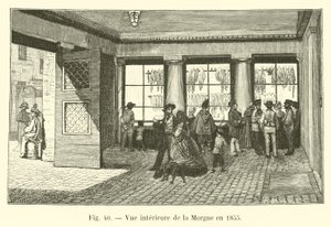 Innenansicht der Leichenhalle im Jahr 1855 von French School