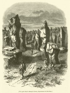 Ansicht aus dem Feld von Carnac, Département Morbihan (Gravur) von French School