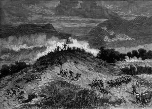Krieg des Pazifiks (1879-1884) zwischen Peru und Bolivien und Chile - Schlacht von Los Angeles - 22. März
