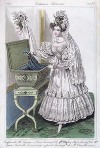 Hochzeitskleid, Modeplatte aus Costumes Parisiens, 1831