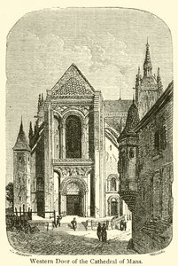 Westportal der Kathedrale von Mans (Gravur) von French School