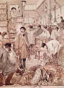 Wildauktion in Les Halles, Illustration, Paris, Frankreich