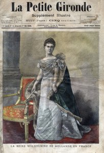 Wilhelmine von Oranien-Nassau (1880-1962), Königin der Niederlande von 1890 bis 1948, Tochter von Wilhelm III., sie dankte zugunsten ihrer Tochter Juliana ab. Titelblatt von „La petite Gironde“ vom Mai 1898 (Gravur).