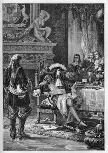Wilhelm III. von Oranien erhält die Nachricht von der Geburt des Prinzen von Wales - Wilhelm III. (1650-1702) erhält die Nachricht von der Geburt des Prinzen von Wales - Nachricht für Wilhelm III. - Gravur aus „L