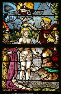 Fenster mit der Taufe Christi im Jordan