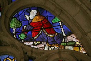 Fenster mit Noah, der Gott zuhört (Buntglas) von French School