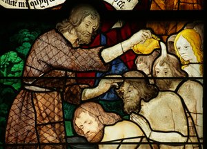 Fenster, das Johannes den Täufer beim Taufen darstellt