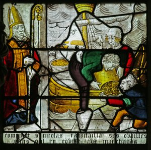 Fenster mit dem Heiligen Nikolaus und dem Wunder des Weizens