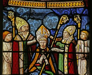Fenster, das den Heiligen Nikolaus als Bischof von Myra darstellt von French School