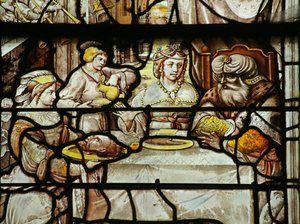 Fenster, das Salome zeigt, wie sie Herodes den Kopf des heiligen Johannes des Täufers präsentiert