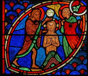 Fenster mit einer Szene aus dem Leben des Hl. Johannes des Täufers von French School