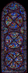Fenster, das Szenen aus dem Leben des hl. Stephanus darstellt