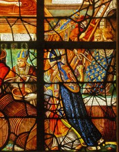 Fenster im Charnier (w.11) zeigt ein Detail aus der mystischen Weinpresse.
