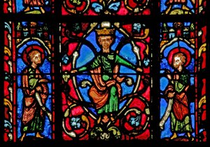 Fenster w0 mit einem König und zwei Propheten am Jessebaum