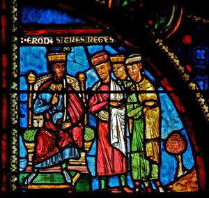 Fenster w0, die Magier bei Herodes von French School