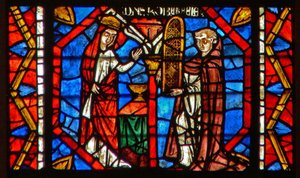 Fenster w108 zeigt einen Stifter Robert le Pele bietet ein Fenster an