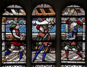 Fenster w109, das das Martyrium eines Heiligen (Julian?) darstellt