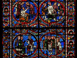 Fenster Nr. 11-R, Darstellung von Joseph erzählt seinen Traum Jakob und seiner Frau von French School