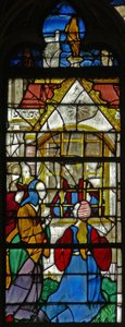 Fenster w119, Szene aus dem Leben des St. Thomas: St. Thomas im Gefängnis wird von Prinzessin Migdomie besucht; venezianisches Glas von French School