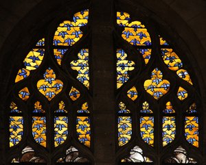 Fenster w11 zeigt heraldische Adler des Wappens der Montmorencys von French School