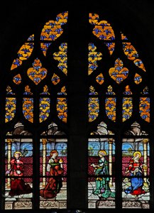 Fenster w11 zeigt heraldische Adler des Wappens der Montmorencys von French School